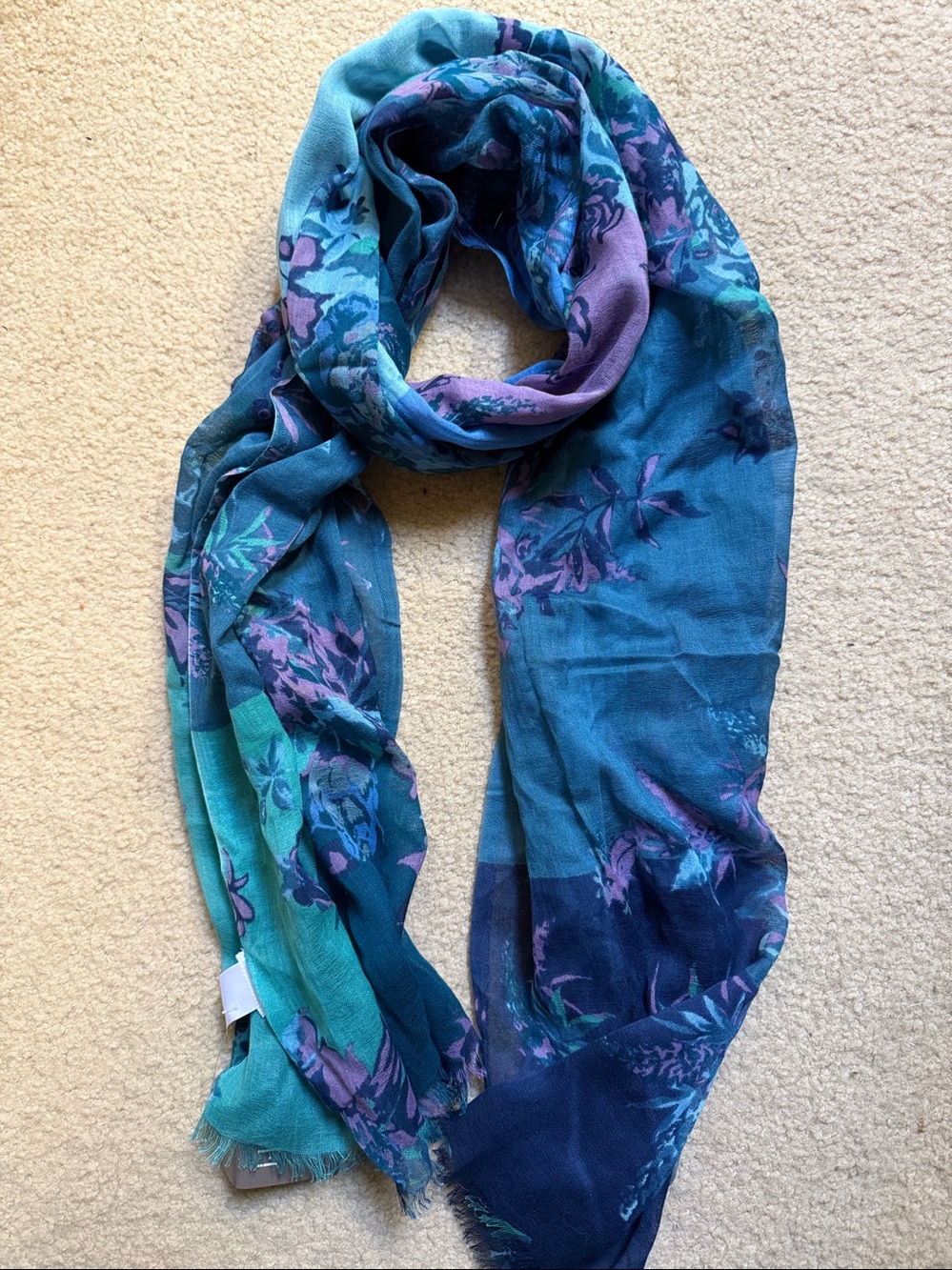 NWT J. Jill Cadet Blue & Purple Floral Scarf